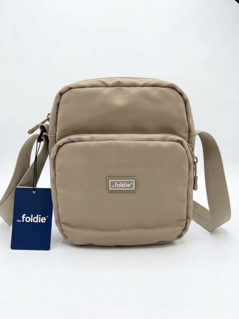 The Foldie Anti-Theft Crossbody Bag Beige Tan RFID Blocking Travel Purse